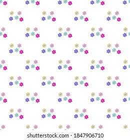 Vector seamless pattern with multi-colored flowers on a white background. Use in fabric, wrapping paper, wallpaper, bags, clothes, dishes, cases on smartphones and tablets.