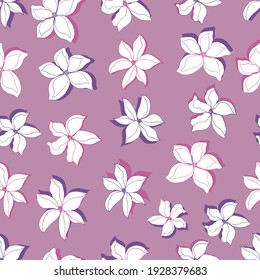 vector seamless pattern multicolored flowers with shadow. Botanical illustration for wallpapers, textiles, fabrics, wrapping paper, cards, backgrounds. Hand drawing