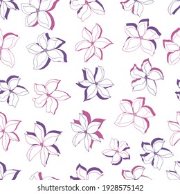 vector seamless pattern multicolored flowers with shadow. Botanical illustration for wallpapers, textiles, fabrics, wrapping paper, cards, backgrounds. Hand drawing