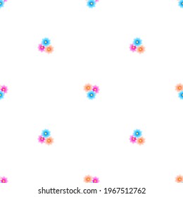 Vector seamless pattern with multi-colored flowers on a white background. Use in fabric, wrapping paper, wallpaper, bags, clothes, dishes, cases on smartphones and tablets.