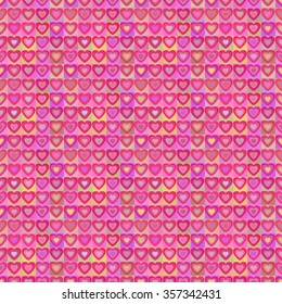 Vector seamless pattern with multi-colored hearts. Colorful romantic background. Bright romantic wrapping paper ornament. Valentine's Day pattern with hearts. Vivid romantic background. Vector hearts.