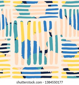 Vector seamless pattern with Multicolored Lines. Abstract bold design.