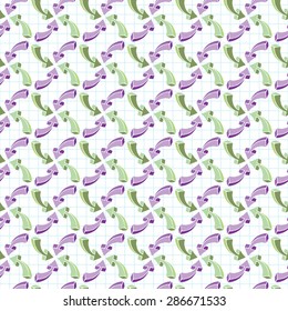 Vector seamless pattern of multi-colored volume arrows on checkered paper