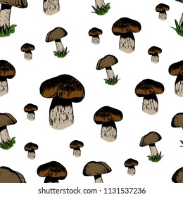 Vector seamless pattern with mushroom color