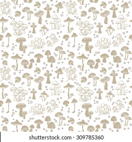 Vector seamless pattern of mushroom and toadstools