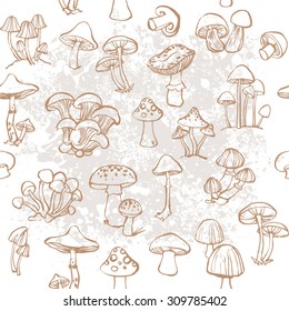 Vector seamless pattern of mushroom and toadstools