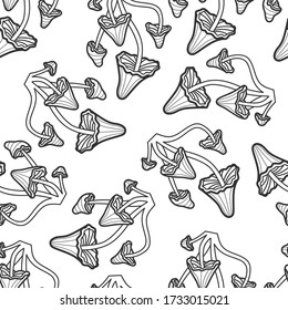 Vector seamless pattern with mushrooms