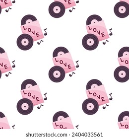 Vector seamless pattern with music vinyl for wedding and Valentine’s Day 