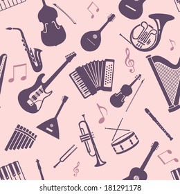 Vector Seamless Pattern of Musical Instruments