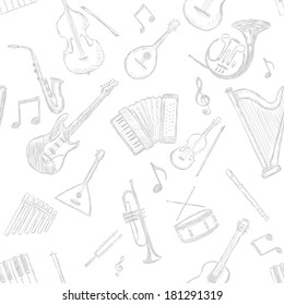 Vector Seamless Pattern of Musical Instruments