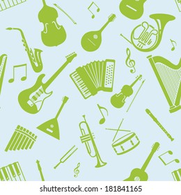 Vector Seamless Pattern of Musical Instruments