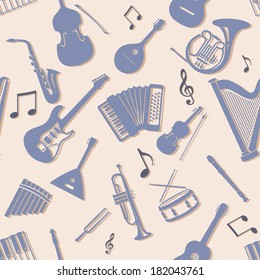 Vector Seamless Pattern of Musical Instruments