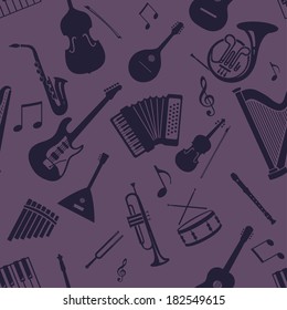 Vector Seamless Pattern of Musical Instruments