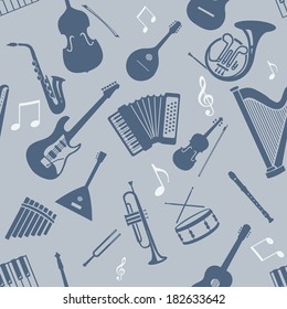 Vector Seamless Pattern of Musical Instruments