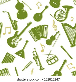 Vector Seamless Pattern of Musical Instruments