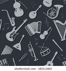 Vector Seamless Pattern of Musical Instruments