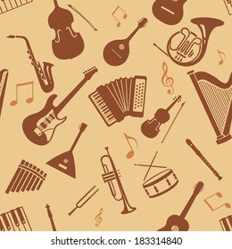 Vector Seamless Pattern of Musical Instruments