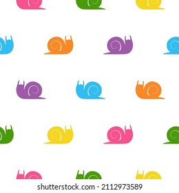 Vector seamless pattern with muted colors snails on white background. Print for fabric, wrapping papers, wallpapers, fabric, covers, scrapbooking.