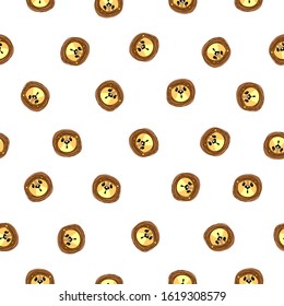 Vector seamless pattern. Muzzle of a lion on white background
