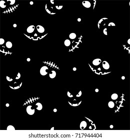 Vector Seamless Pattern with muzzles; Day of the Dead; Halloween background