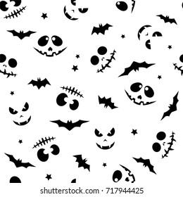 Vector Seamless Pattern with muzzles; Day of the Dead; Halloween background