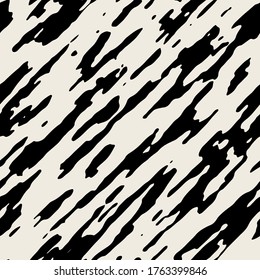 Vector seamless pattern. Natural abstract background with rough spots. Monochrome spotty texture. Diagonal organic striped print with brush strokes.