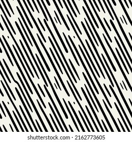 Vector seamless pattern. Natural abstract background with thin rough elements. Monochrome tiny texture. Diagonal organic striped print.