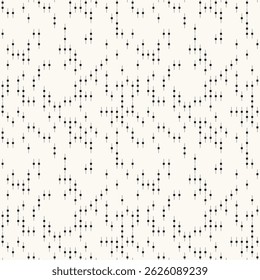Vector seamless pattern. Natural abstract background with thin linear elements. Monochrome tiny texture. Simple dotted linear print.
