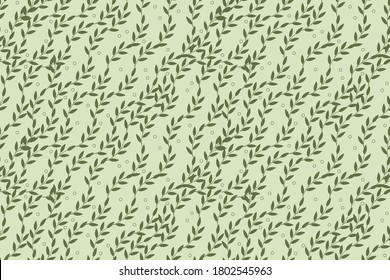 Vector seamless pattern in natural farmhouse style with cute simple branches, leaves. Design for textiles, fabric, wallpaper, wrapping paper, homeware, home decor, web design