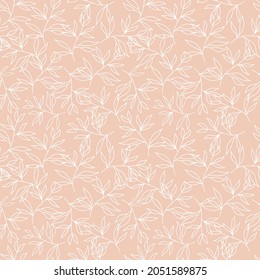Vector seamless pattern with natural floral leaves on a pastel background. Fabric textile print.