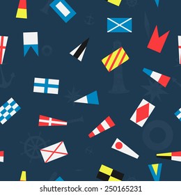 Vector seamless pattern of the nautical flags.