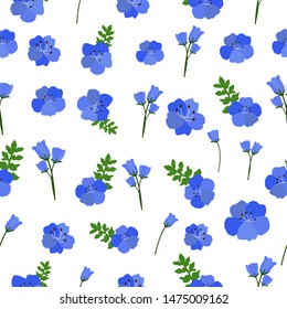 Vector seamless pattern of nemophila flower.