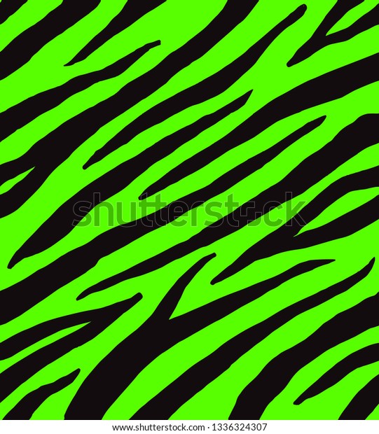 Vector Seamless Pattern Neon Green Zebra Stock Vector Royalty Free 1336324307