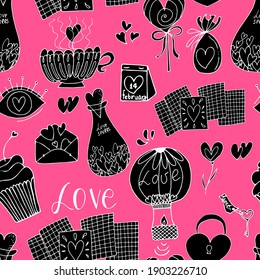 vector seamless pattern neon valentines day