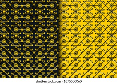 Vector of seamless pattern. Network of bright connected dots and lines. Abstract dynamic wave of many points. Detailed lines forming an abstract background. combination of yellow and black colors.