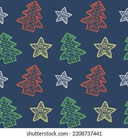 vector seamless pattern new year snowflake squirrel,star