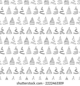 Vector seamless pattern with new year tree silhouettes. Repeatable holiday backdrop. Design for wrapping paper, greeting cards, ads, promo and banners.
