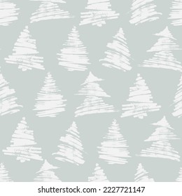Vector seamless pattern with new year tree silhouettes. Repeatable holiday backdrop. Design for wrapping paper, greeting cards, ads, promo and banners.