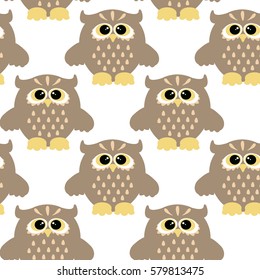 Vector seamless pattern with nice colorful owl . Seamless owl pattern.