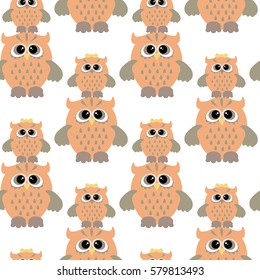 Vector seamless pattern with nice colorful owl . Seamless owl pattern.