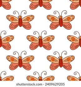 Vector seamless pattern with night butterflies