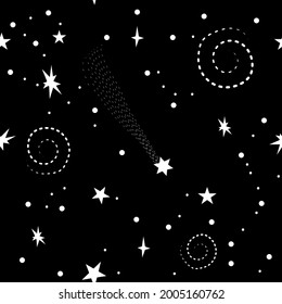 vector of seamless pattern with night sky.Black and white