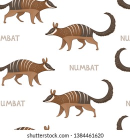 Vector seamless pattern with numbats. Colored seamless background