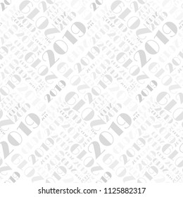Vector seamless pattern with number two thousand and nineteen (2019 year)