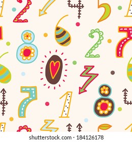 Vector seamless pattern with numbers.