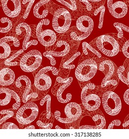 Vector seamless pattern with numbers. Christmas decorative elements for winter design. 