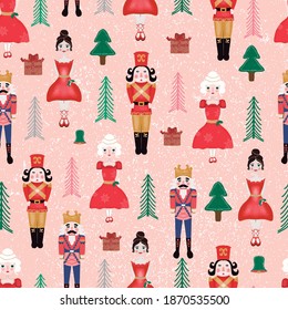 vector seamless pattern with nutcrackers.