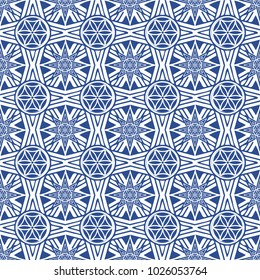 Vector seamless pattern: octagon oriental ethnic ornate. Persian monochrome style imitation composition with eight point star. Great as cover, fashion print or textile backdrop, patchwork pattern.