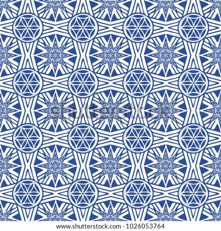 Vector seamless pattern: octagon oriental ethnic ornate. Persian monochrome style imitation composition with eight point star. Great as cover, fashion print or textile backdrop, patchwork pattern.