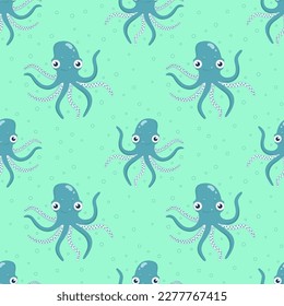 Vector seamless pattern with octopuses. Beautiful seamless pattern. Vector background